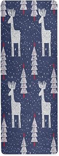 Yoga Mat Non-Slip Eco-Friendly Exercise Fitness Mat, 71 x 26 in | Carry Bag Included, Microfiber Suede Surface, Absorbs Sweat, Machine Washable, Portable for Outdoor, reindeers