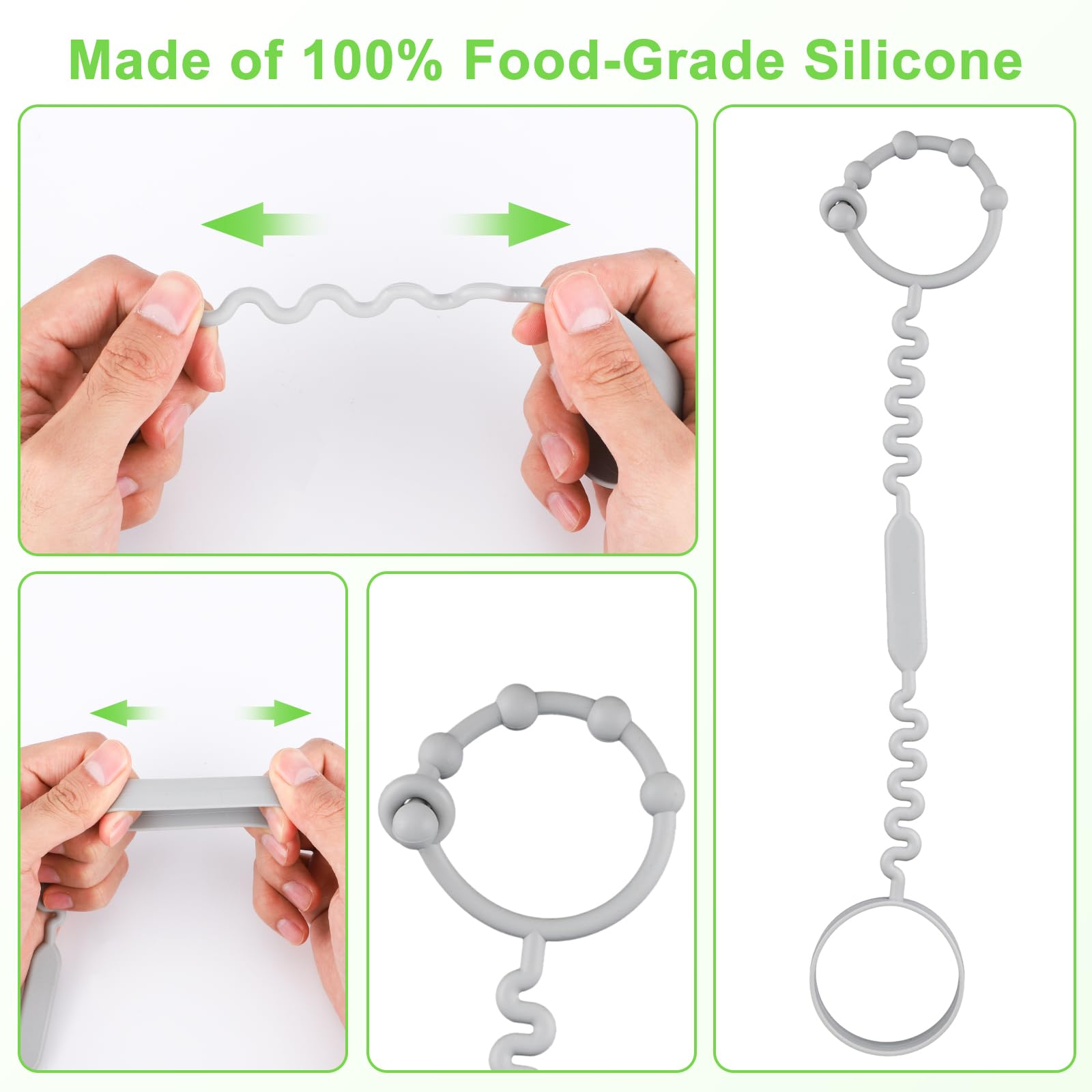 2 Pezzi Cinghia Biberon, Cinturino per Bicchieri Sippy in Silicone Cinghia Elastica per Biberon Bungee Cinghia per Bicchiere Sippy per Seggiolone, Passeggino, Casa, All'aperto