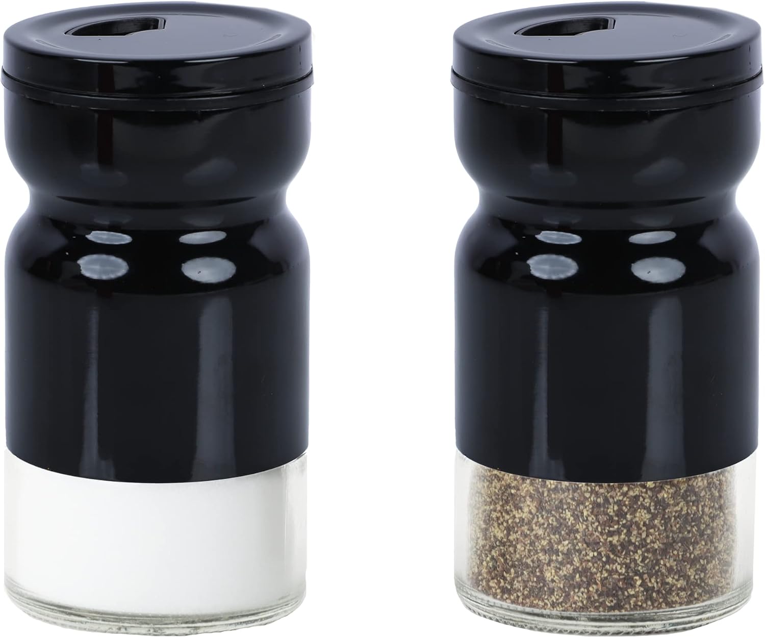 Glass & Metal Salt and Pepper Shaker - Set of 2 Red