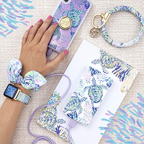 Lilly Pulitzer Purple/Blue/Green Leatherette Round Key Ring Chain, Shell of a Party - Thumbnail 3