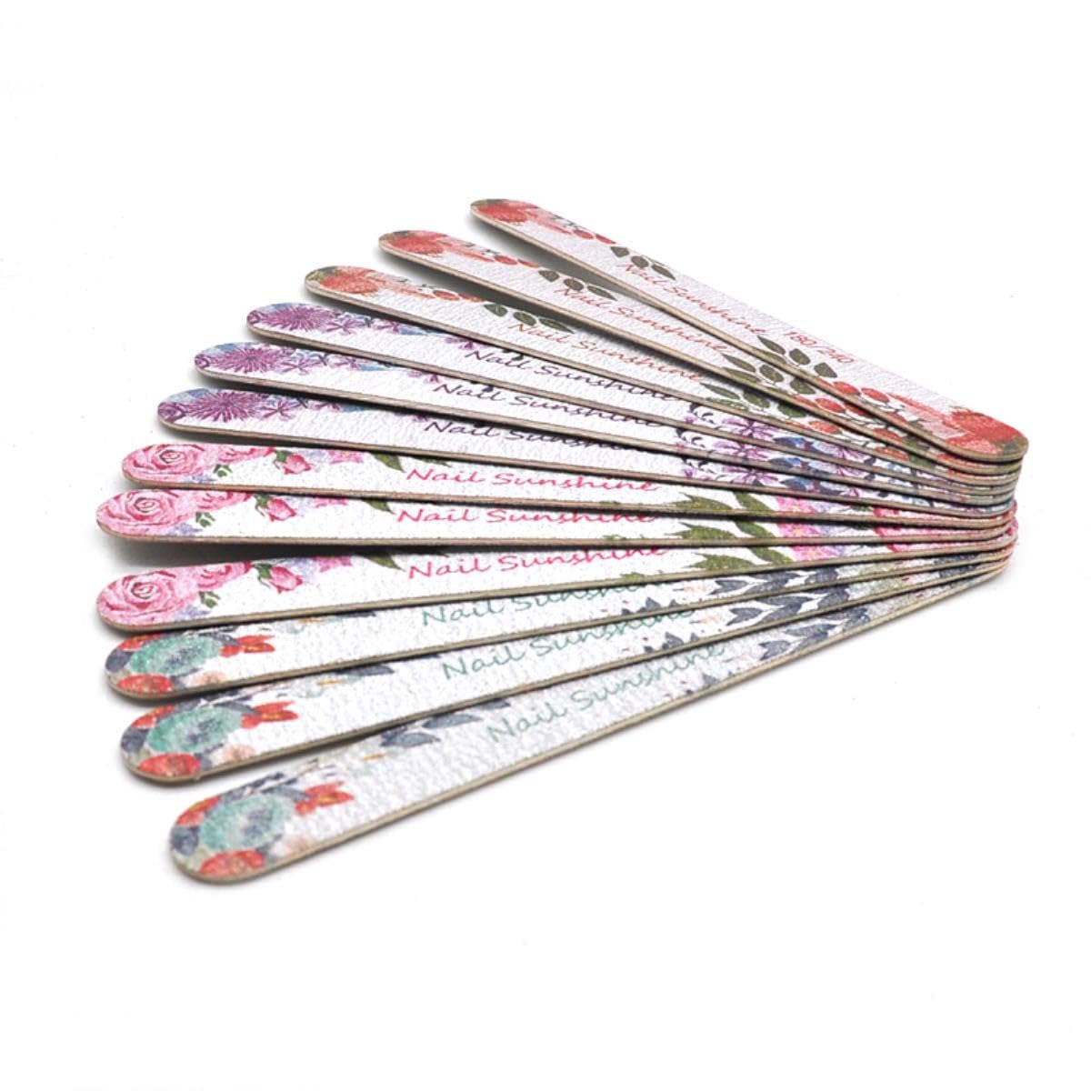 100 unids/lote limas de uñas de madera 100/120/150/180/240 profesional lavable manicura pulido lijado flor impreso uñas herramientas conjuntos-mezcla