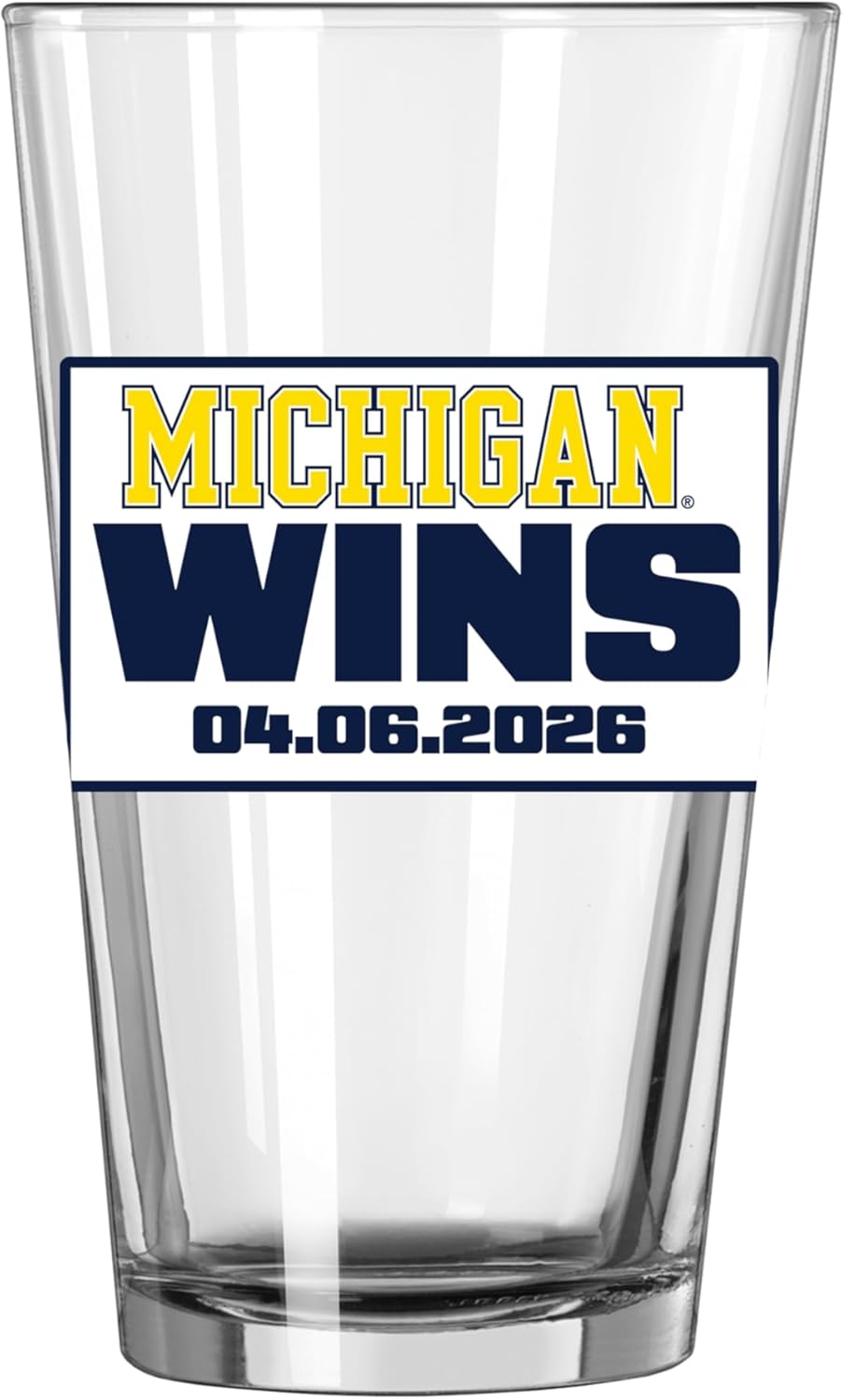 Logo Brands 2026 Michigan Wolverines Men's March Madness National Champions 16 oz Pint Glass – 16 Fluid oz | Glass | Champions Design