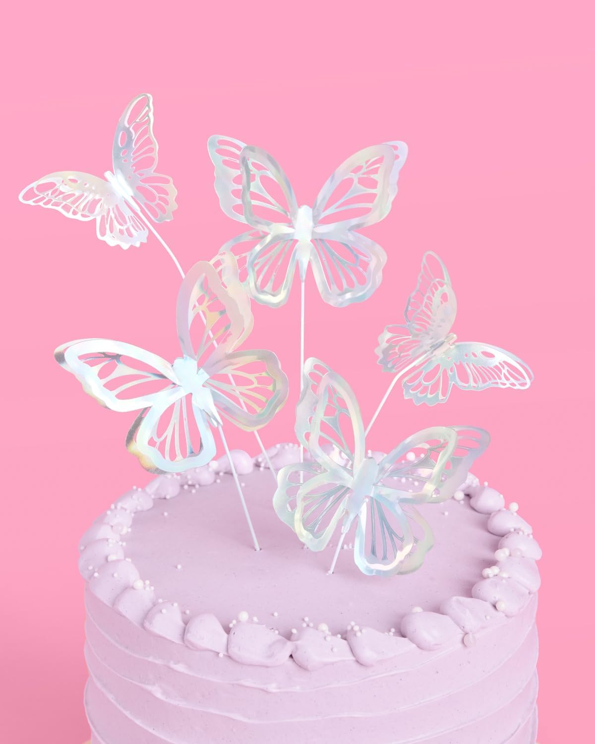 xo, Fetti 3D Butterfly Birthday Cake Topper, Iridescent - 24 pcs | Bachelorette Decorations, Pastel Birthday Cupcake Supplies, Girl Baby Shower Decor, HBD, Garden Party