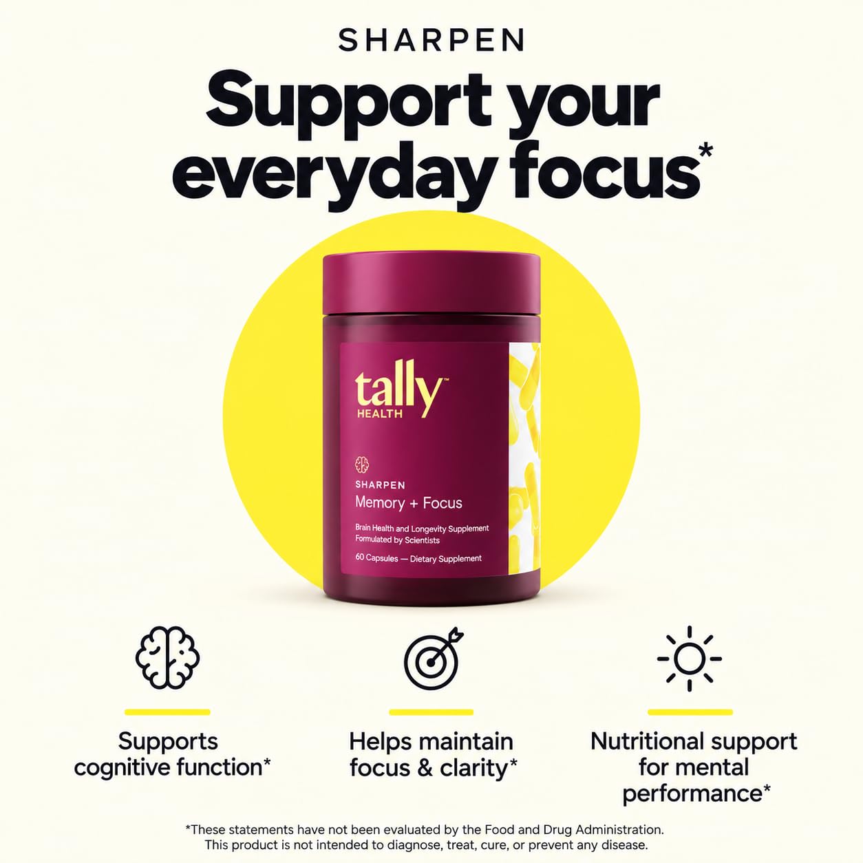 Tally Health Sharpen Memory & Focus with Taurine & Choline, 60 Capsules — Amazon image 7
