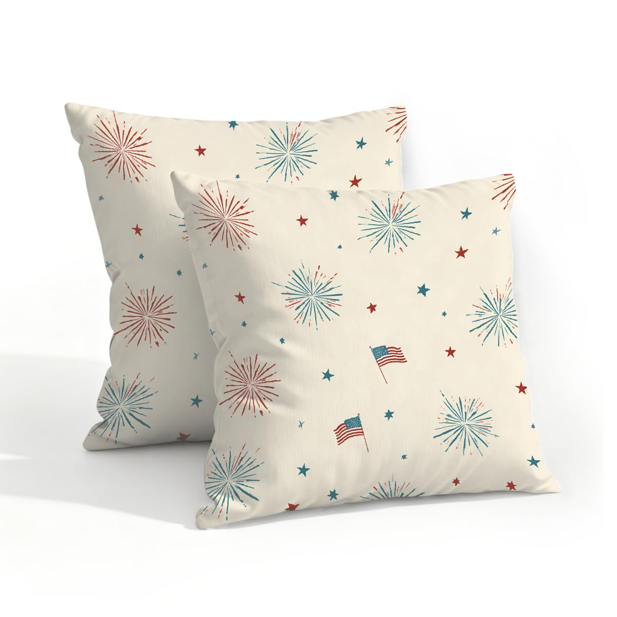Outdoor Pillow Covers Waterproof Pillowcases 18x18in Set of 2 4th of July Independence Day Celebrations Decorative Throw Cushion Case for Couch Sofa Garden Patio Furniture