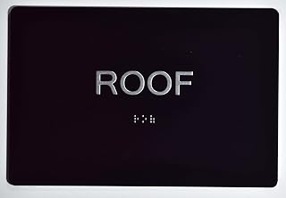 Black Floor number sign -Tactile Graphics Grade 2 Braille Text with raised letters aluminum, Safety Sign for Office, school Hospital, Apartment BLACK (Roof 6x9)