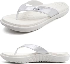 jiajiale Women's Fashion Orthopedic Comfortable Leather Arch Support Tongue Lightweight Yoga Mat Summer Beach Pool Flip Flop Shower Non-Slip Rubber Sole