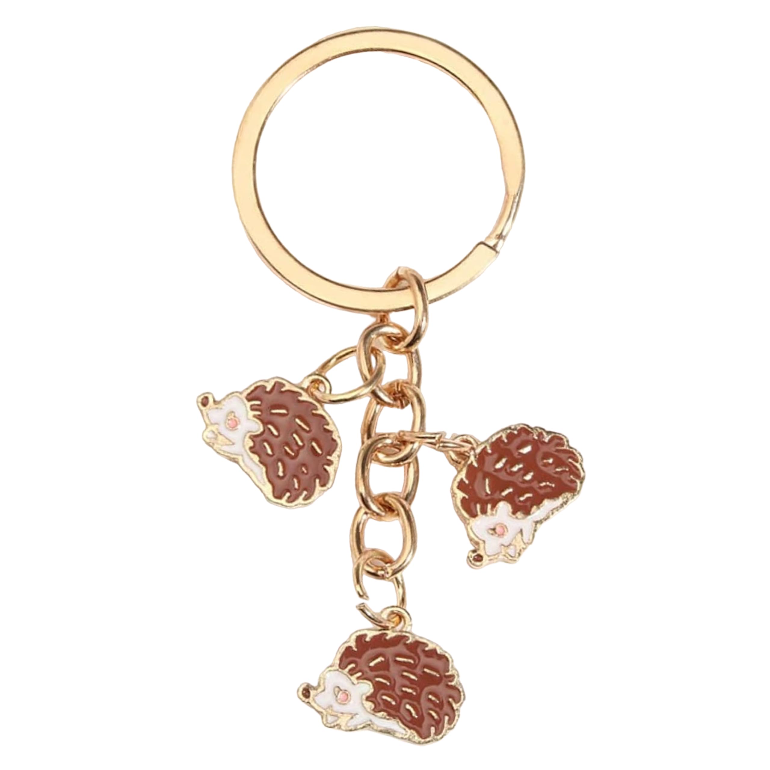 Porte-clés Hérisson - Porte-clés Avec Trois Petits Hérissons Marron - Icône Hérisson Pour Homme Et Femme - Porte-clés Pour Amoureux Des Hérissons Ou Des Animaux - Porte-clés Unisexe Pour Homme Et
