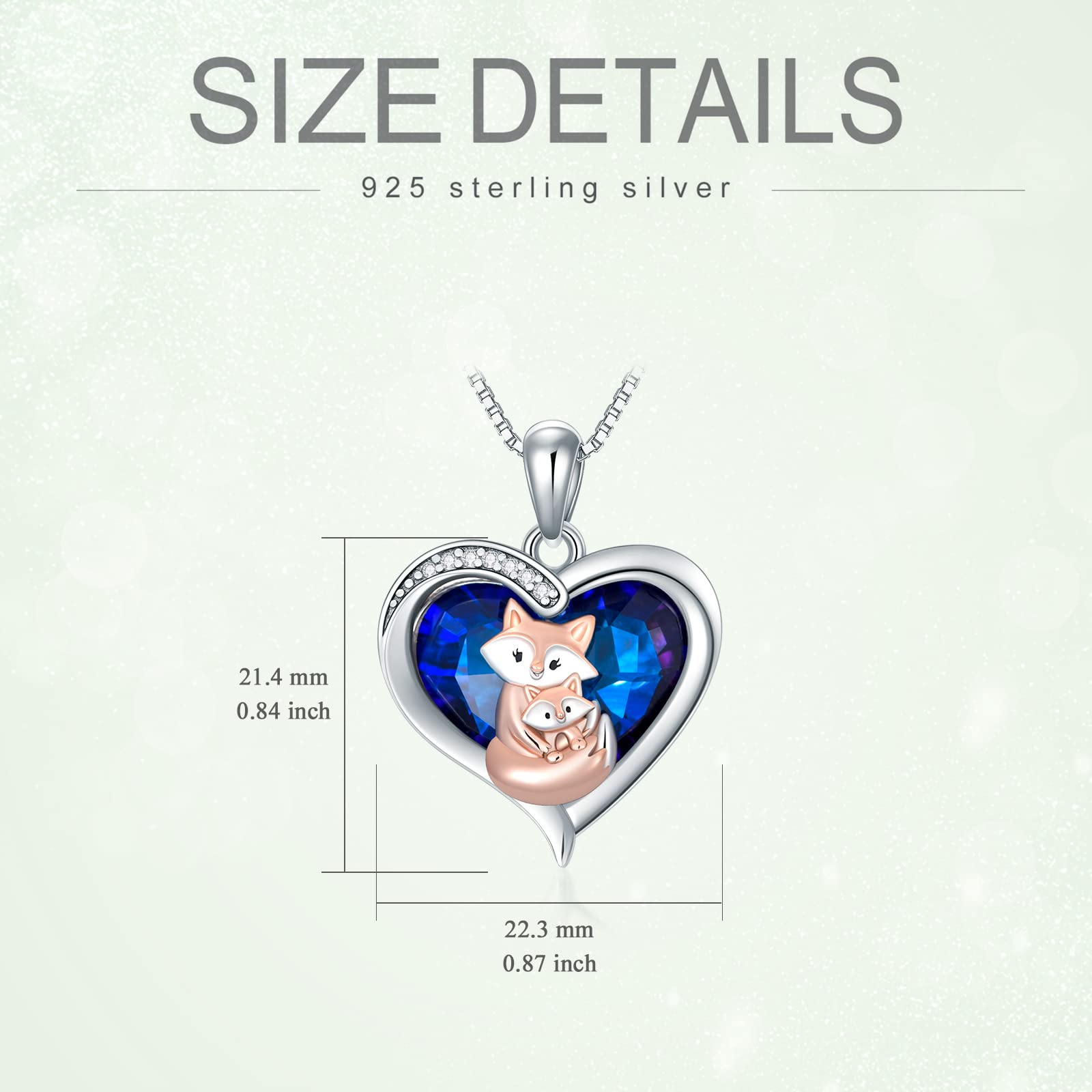 Collana con ciondolo volpe per donne e ragazze argento sterling 925 madre figlia volpe collana di cristallo compleanno festa della mamma gioielli regali per mamma figlia moglie amanti della volpe