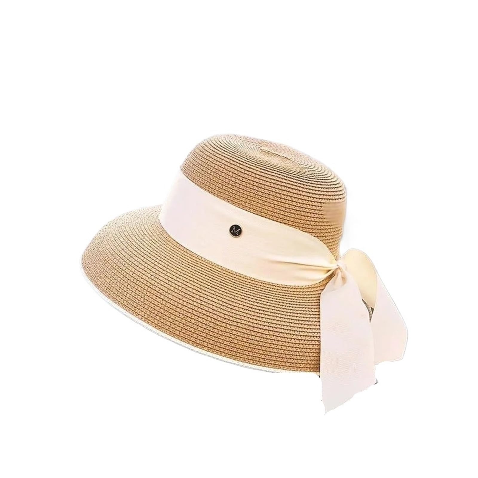 Sombrero de paja retro francés for mujer con estilo detalle lazo Protección elegante ala ancha for vacaciones en la playa
