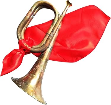 Blowing Bugle, Scout Bugle, Signal Musical Instrument, Solid Copper and Brass Bugle Trumpet for Orchestra, Retro