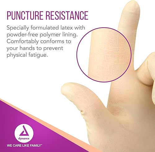 Miniatura 3 de Dynarex Guantes quirúrgicos de látex desechables estériles, sin polvo, empaquetados estérilmente en pares, uso médico y sanitario profesional,
