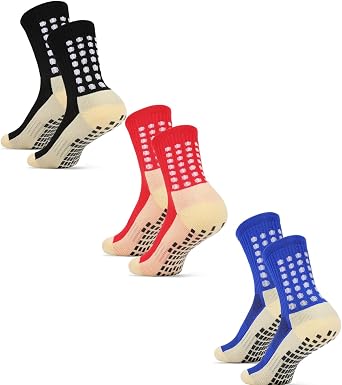 Kids Grip Soccer Socks Anti Slip Football Athletic Sports Crew Socks for 8-12 Years Youth Boys Girls