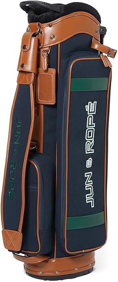 JUN & ROPE キャディバッグ ネイビー Amazon.co.jp: [ジュン＆ロぺ] 合皮コンビ使いカレッジロゴキャディ