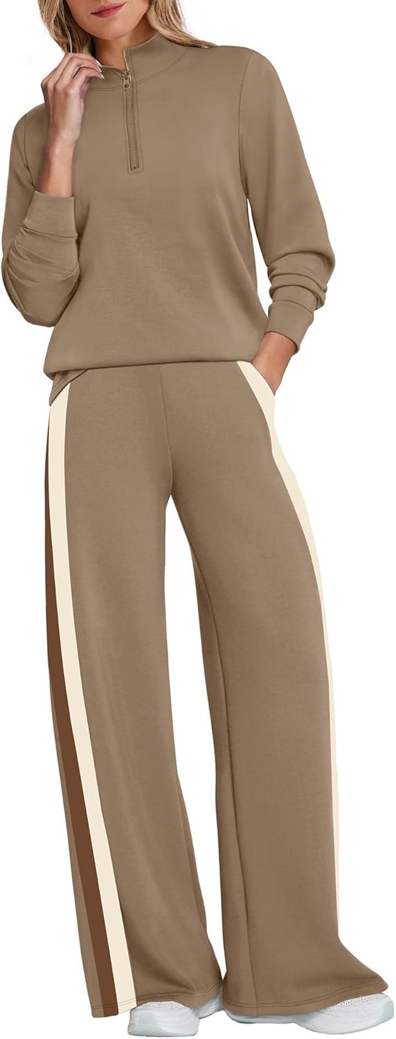 WIHOLL Women 2 Piece Outfits Airport Travel Vacation Sweatsuits Wide Leg Pants Lounge Set 2025 Fashion Clothes - Image 4