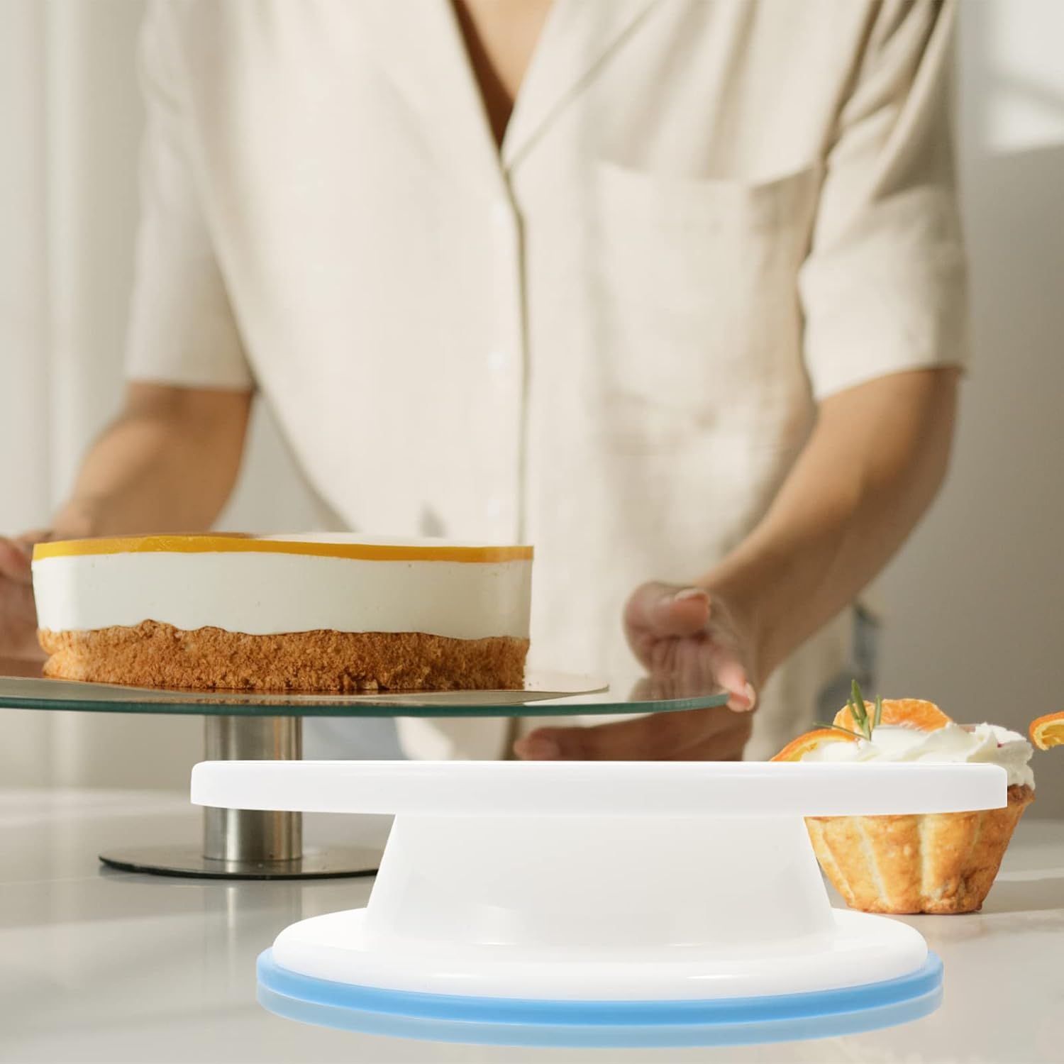 LABRIMP Cakes Decorating Turntable Non- Base Rotating Cake Stand for Easy Decorating Baking Tool for Home and