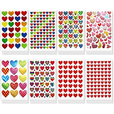 80 Sheets Valentines Day Stickers for Kids, Heart Stickers for Envelopes Cards Craft Scrapbooking Decorative, Anniversaries, Wedding Parties Favors Decors Gift Supplies Cover