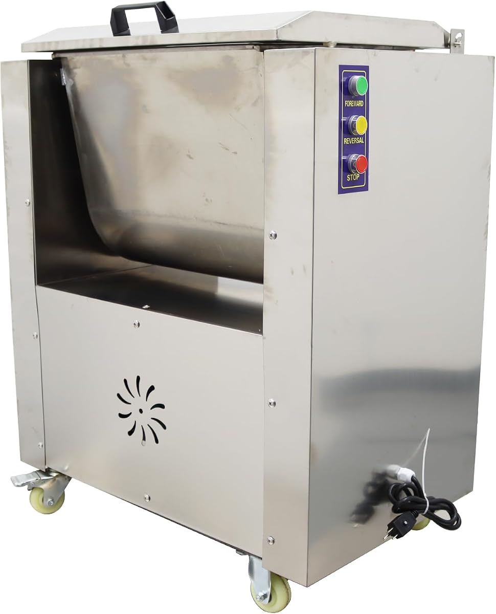 Mezclador de carne eléctrico comercial de 110 V, licuadora de carne y verduras de acero inoxidable, máquina mezcladora de alimentos eléctrica, 50 L, 1,5 kW