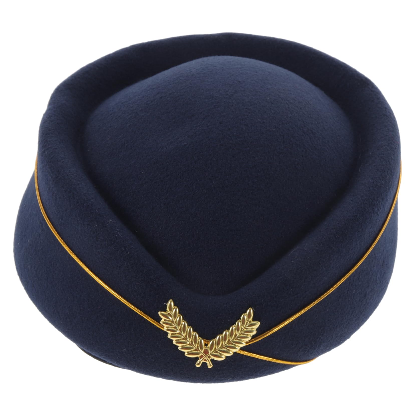 Toyvian Navy Flight Attendant Hat for Women One Size Fits Faux Wool Fabric Hair Decor Elegant Stewardess Cap for Airline Themed Parties and Dress up Occasions