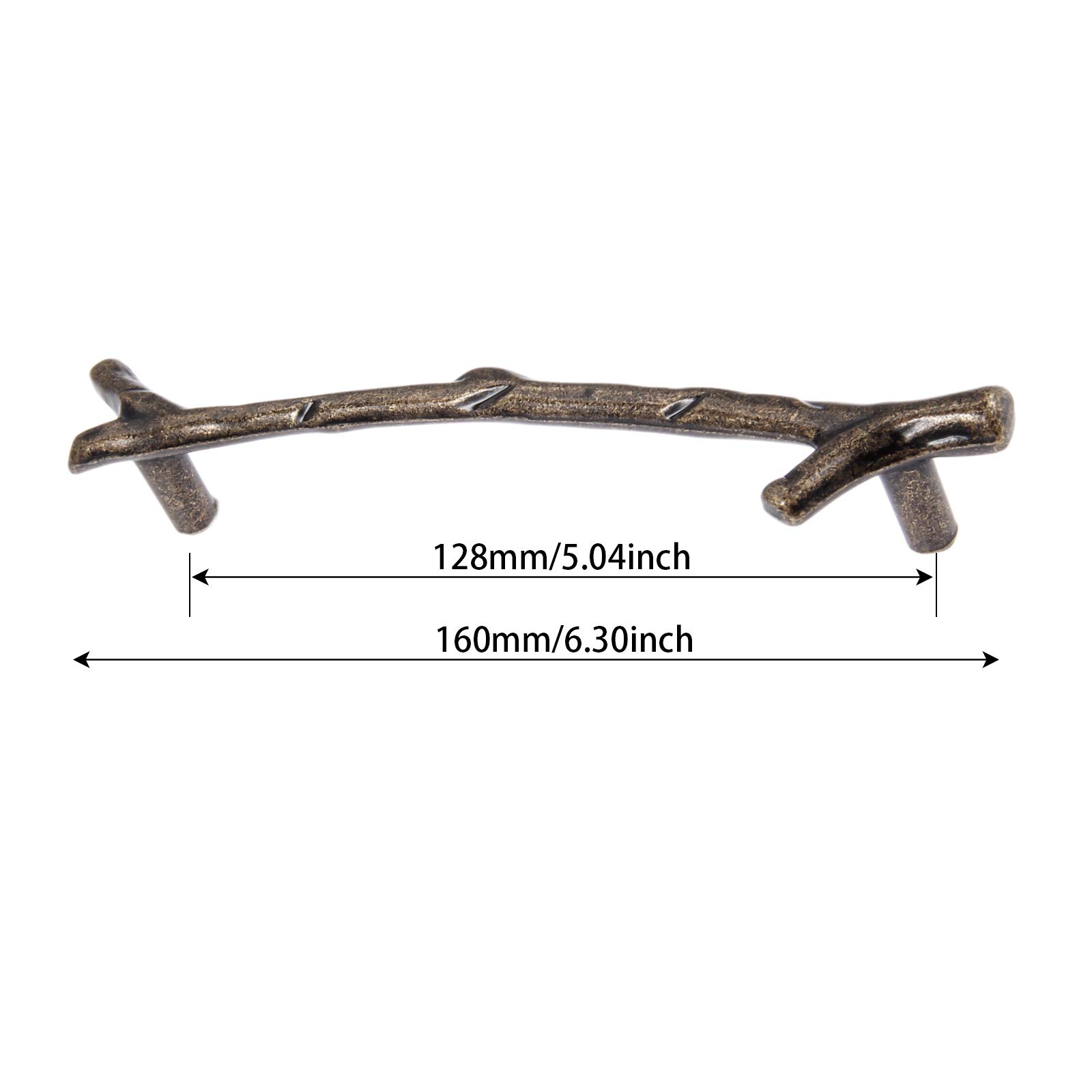 Pull Handle Retro Style Zinc Alloy Tree Branch Kitchen Cabinet Door Handles Cupboard Knobs Wardrobe Pull (2Pcs, L 128mm) - Image 2