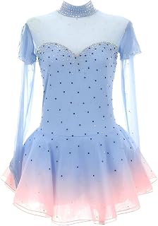 Long Sleeves Figure Skating Dress Girl's, Handmade Personalization Ice Skating Dance Dress For Adlt And beginner