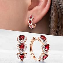 Trendy Pear Cubic Zirconia Hoop Earrings for Women Blue/White/Green/Red CZ Luxury Earrings