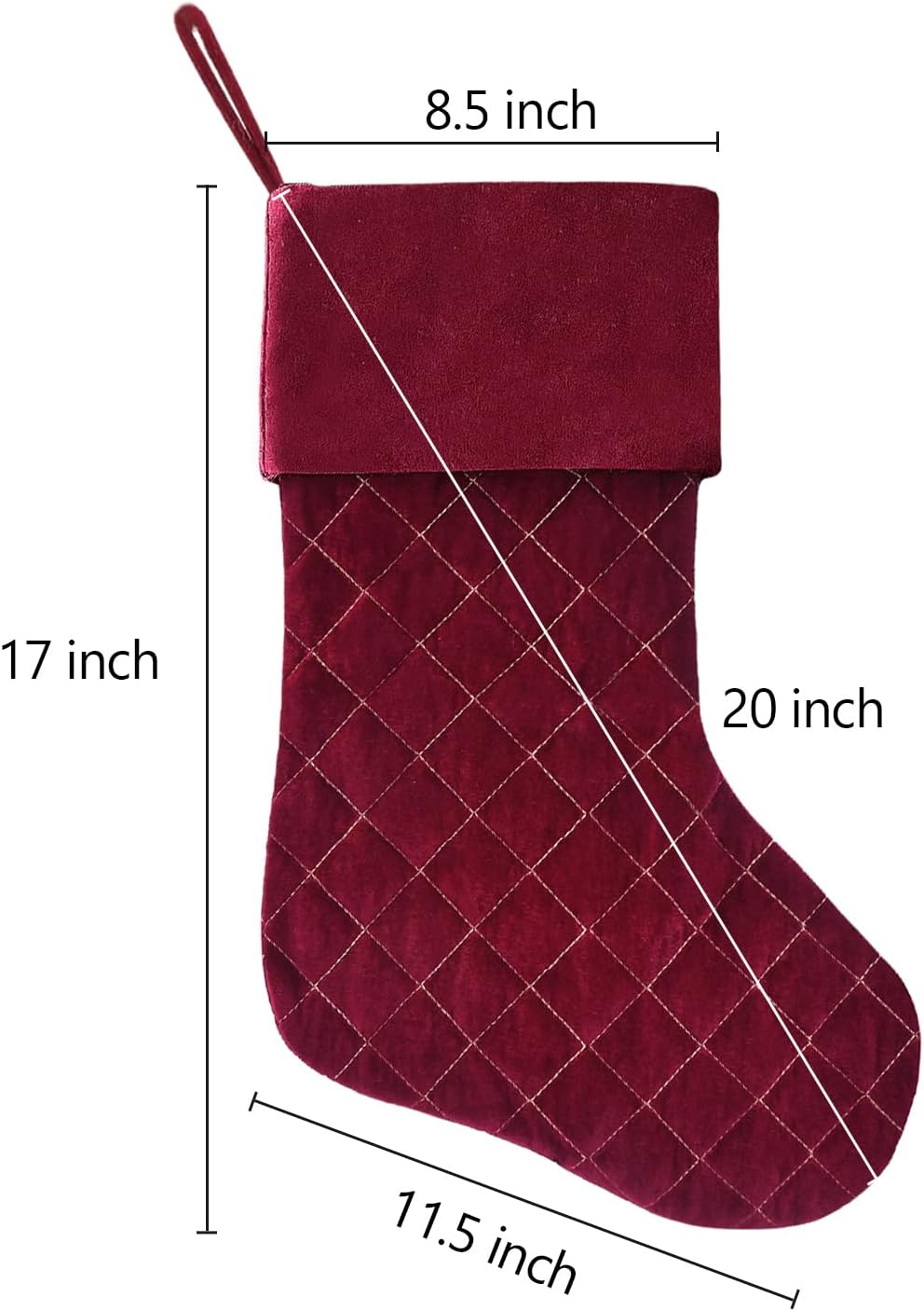 Christmas Stockings 4 Pack Red Velvet Luxury Christmas Stockings with Quilted Cuff Decorations for Fireplace Home Holiday Party