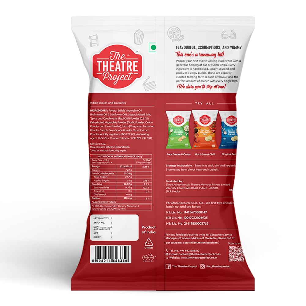 The Theatre Project Kettle Cooked Peri Peri & Lime Potato Chips Spicy & Tangy Gourmet Chips Flavourful Combo Pack of 5 Pouches (210g) 2