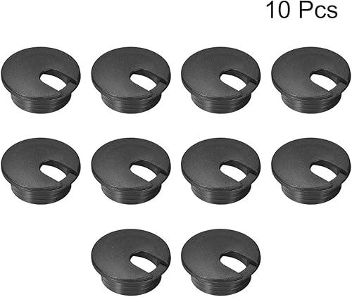 Miniatura 4 de uxcell Cubierta para agujero para cable, 1-38 pulgadas de plástico para escritorio, ojales para oficina, PC, organizador de cables, 10 unidades,