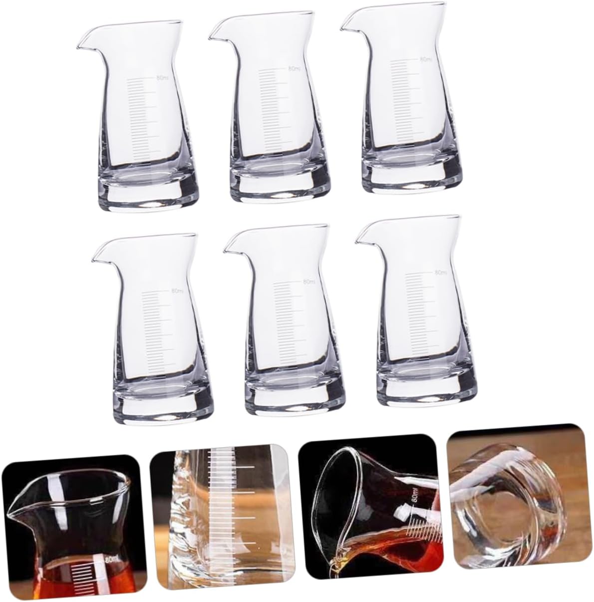 Ciieeo Wine Dispenser Shaker 80ml Liquid Measuring Cups Glass Jugs for Bar Cocktail