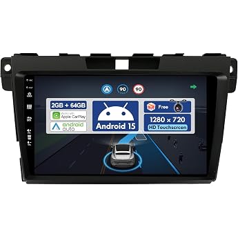 9 Inch Car Radio for Mazda CX-7 2008-2015 GPS Navigation - Wireless CarPlay Android Car - Reversing Camera - 2G + 64G - Android 15 2 DIN - DSP DAB Steering Wheel Control 4G Bluetooth 5.0