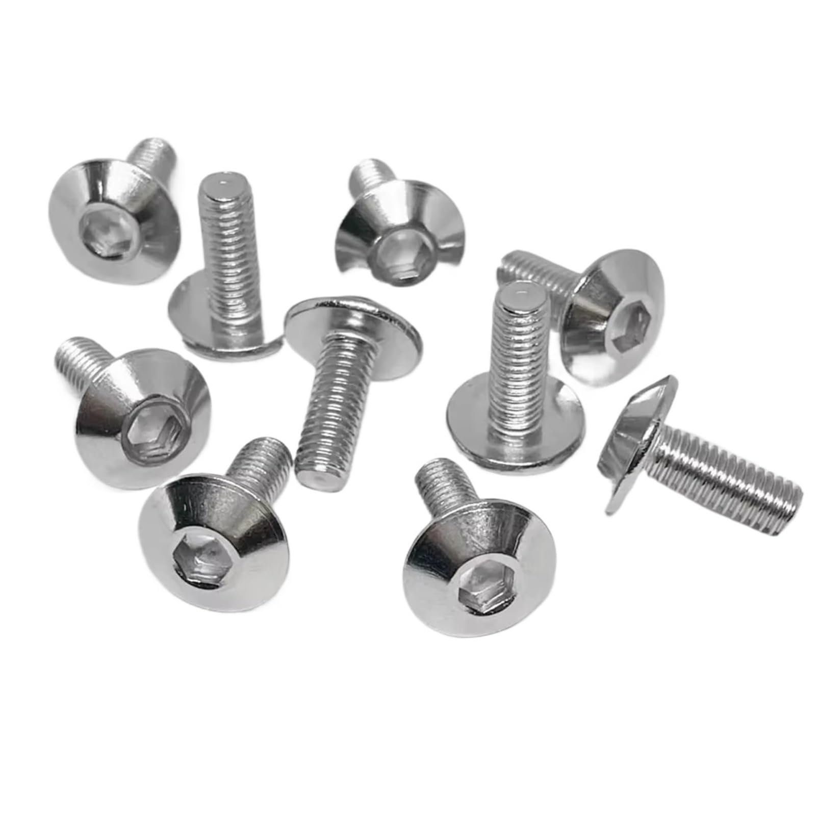 10pcs In Acciaio Inox Per Grande Per La Testa Piatta Esagono Vite Bulloni M6 12/16/20mm Per Moto Ciclomotore Scooter Piani Di Coda Bulloni Di Fissaggio Viti