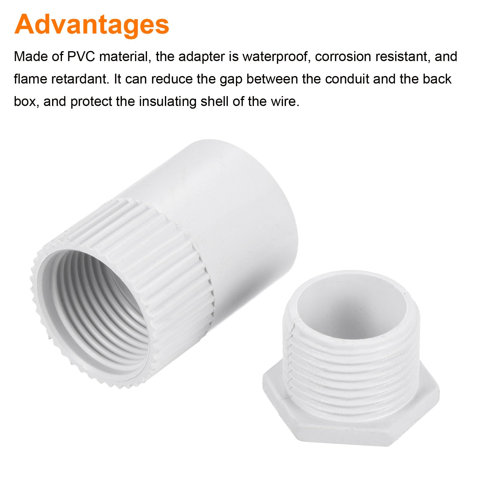 sourcing map 10 dadi di bloccaggio maschio in PVC per tubi da 20 mm di diametro, per tubi di tenuta per condotti e progetti fai da te