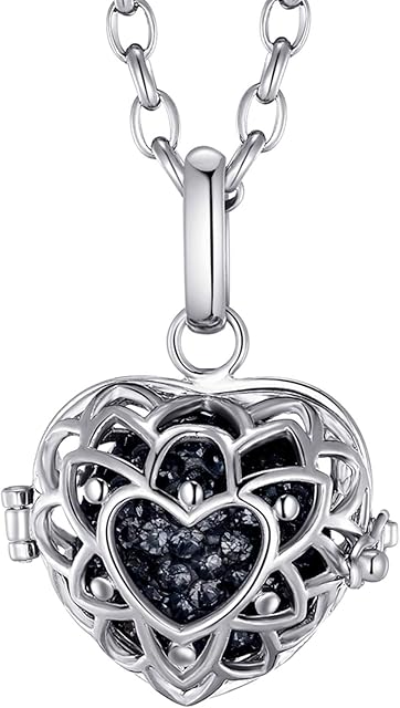 Morella Women Necklace Stainless Steel 70 cm 27,5" with Heart-Shaped Pendant for Sound Balls Ø 16 mm 0,63" in a Velvet Jewelry Bag