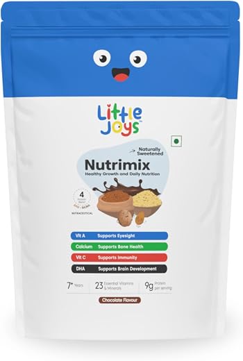 Little Joys Chocolate Nutrimix 7+ Refill Pouch (350g) | 7-12 Years | Naturally Sweetened with Jaggery & Dates | With 23 Es...