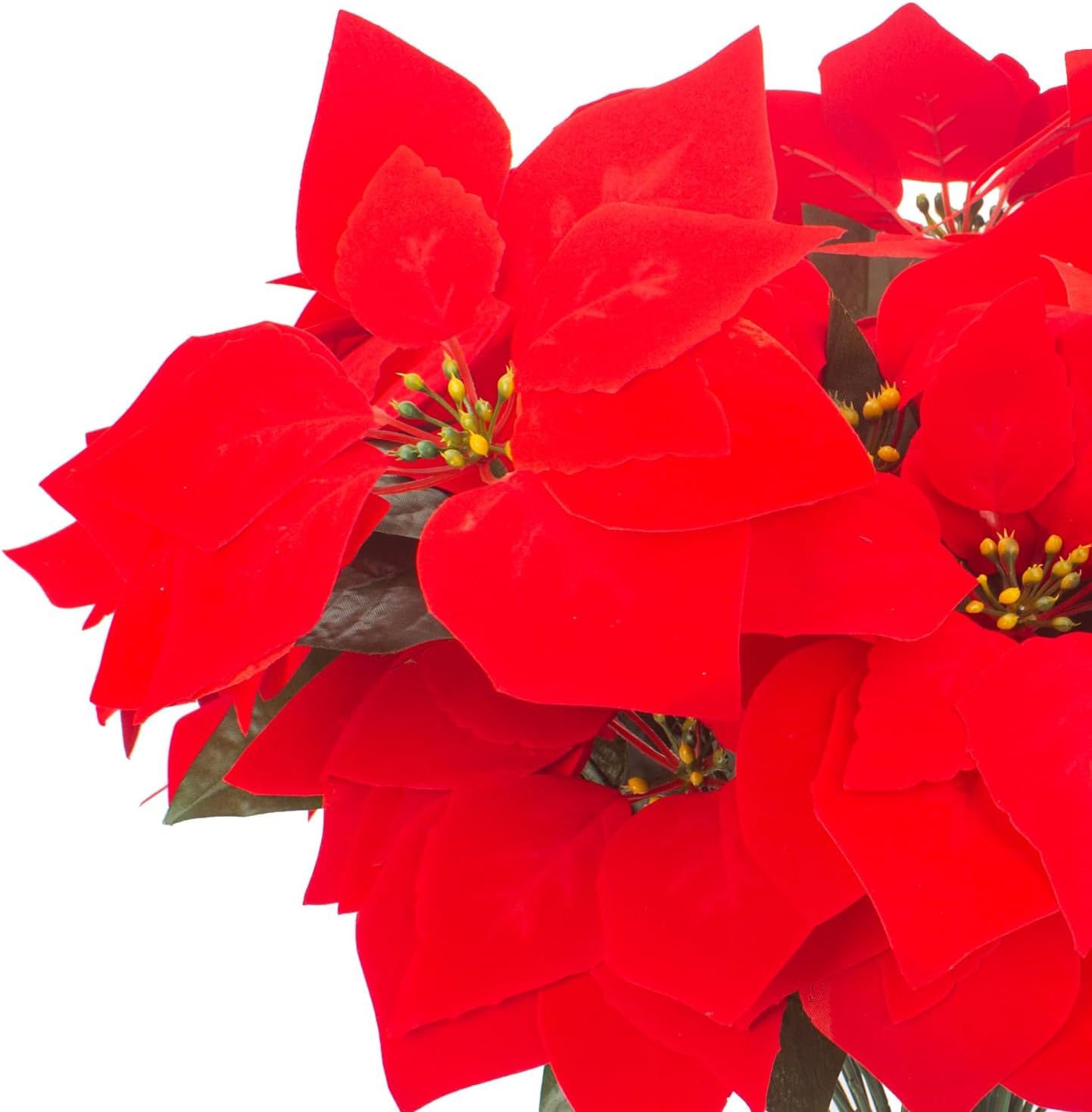 5 Artificial Poinsettia Flowers Bouquet Christmas 7 Heads 19.6”Faux Red Poinsettia Bush Fake Flowers for Home Porch Xmas Tree Garden Indoor Outdoor Office Christmas Decorations - Image 2