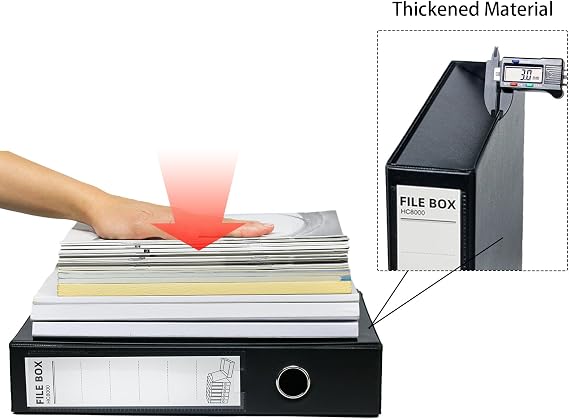 Box Files,Plastic A4 Archive Box Folders,Plastic Document Box File | 65 mm Spine (Black)