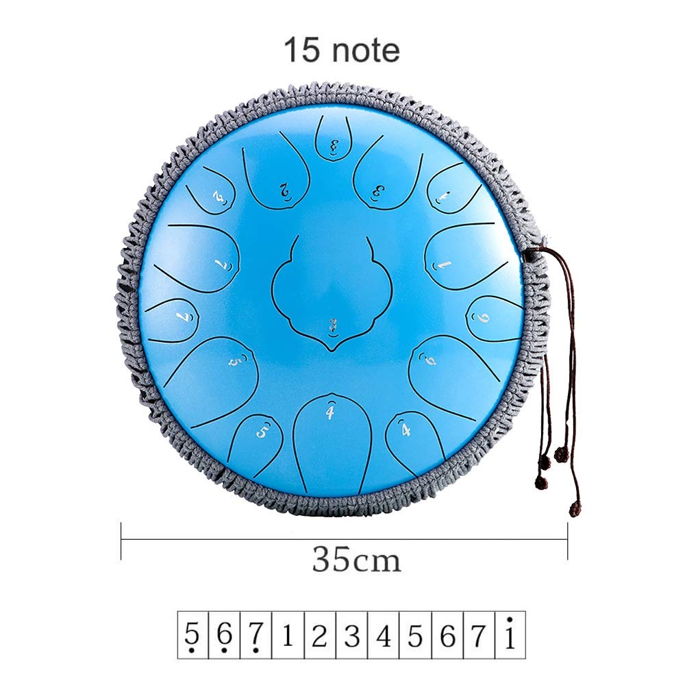 Profesjonalne 12-calowe 15 Notatki Drum Stalowy Drum, D Klucz Kompaktowy Instrument Perkusyjny Z, Torba Podróżna, Książka Muzyczna, Młotki, Palec, Picket (Color : Blue)