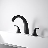 Vista 11 de Sumerain - Grifo de bañera romana de dos asas en níquel cepillado con válvula, alto flujo