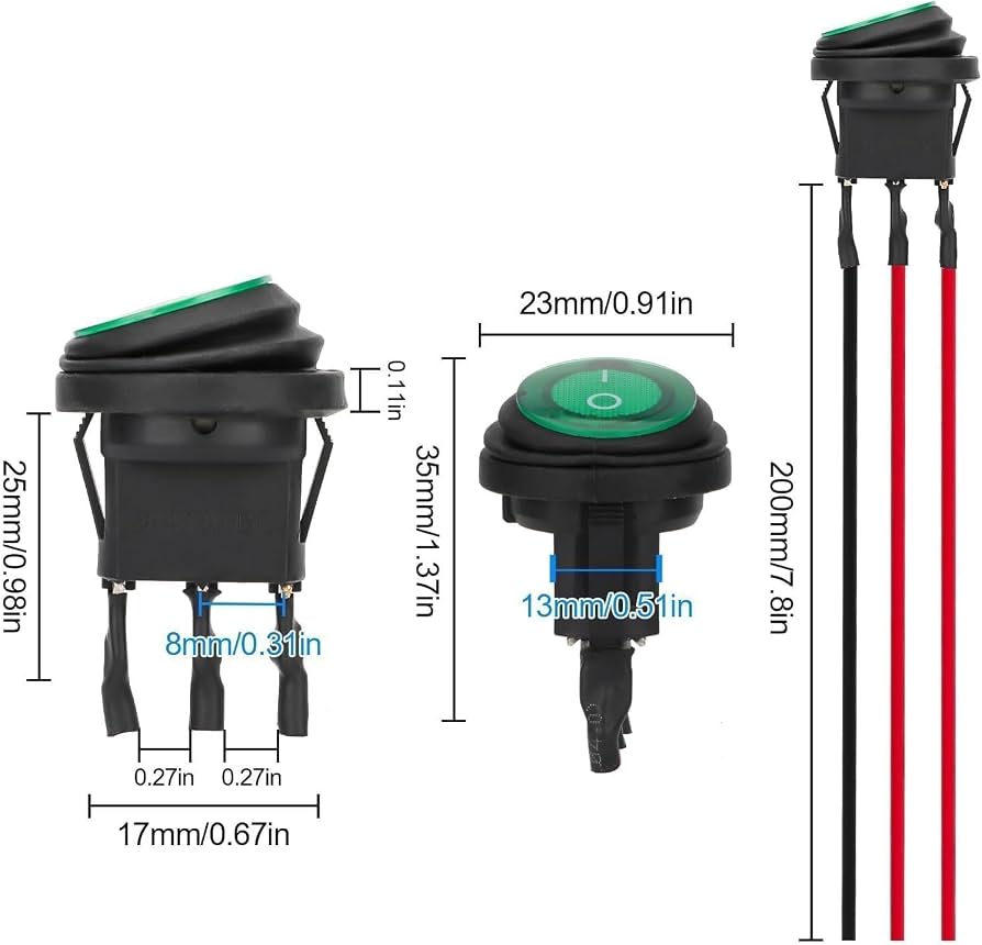 RUNCCI-YUN 4pcs 12V-24VDC Impermeabile Interruttore a Bilanciere,Auto Interruttore 12V