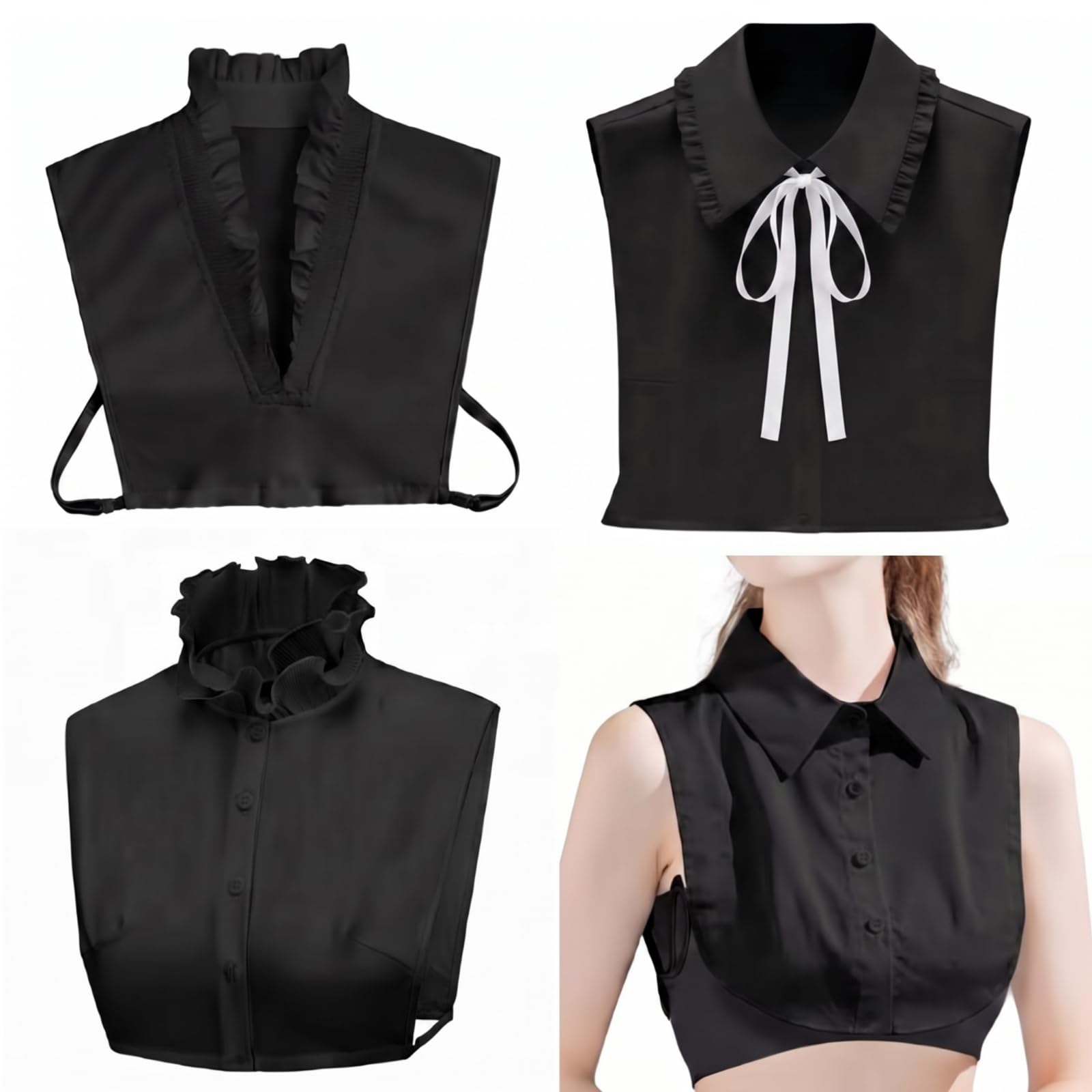 4 Pcs Fake Collar Detachable Lace V Neck