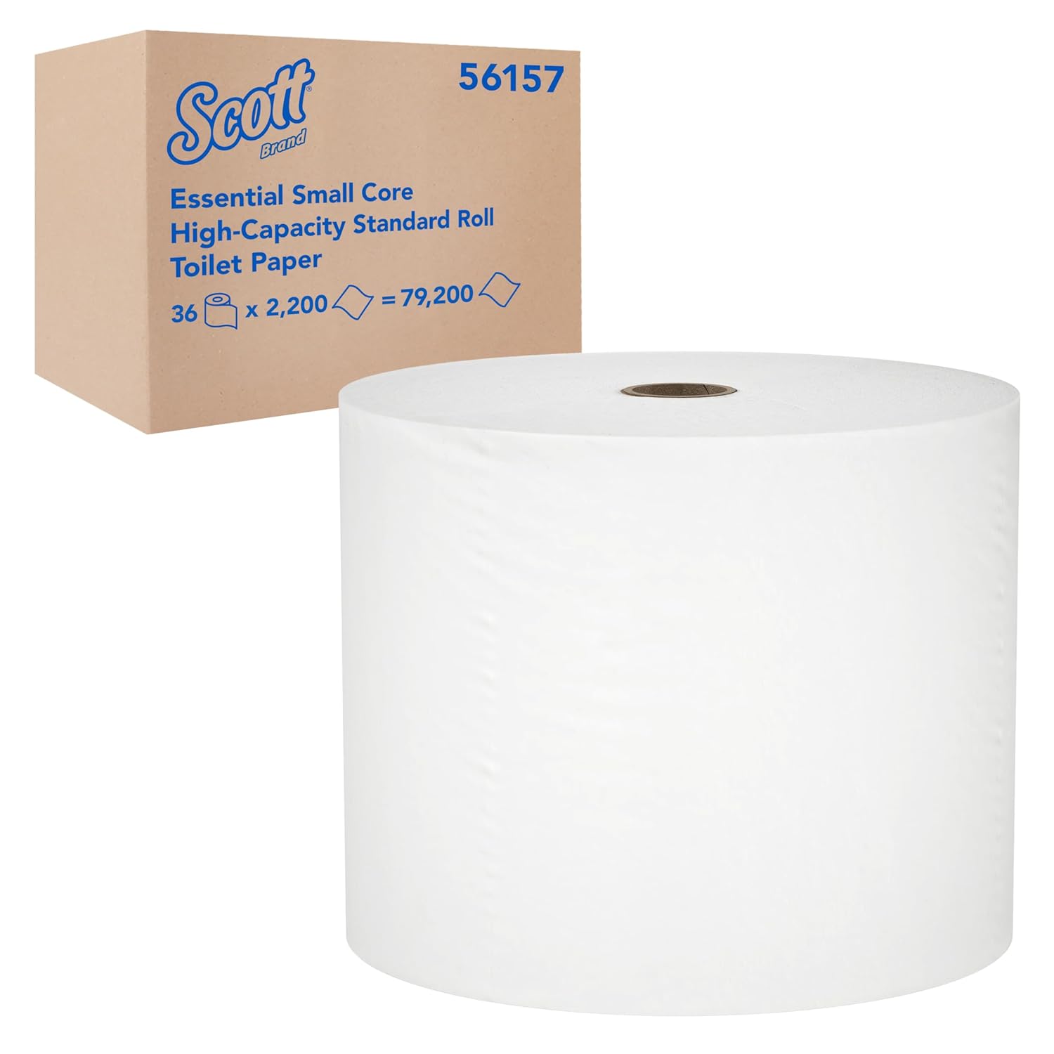 Scott Essential Small Core High-Capacity Standard Roll Toilet Paper, Bulk (56157), White (2,200 Sheets/Roll, 36 Rolls/Case, 79,200 Sheets/Case)