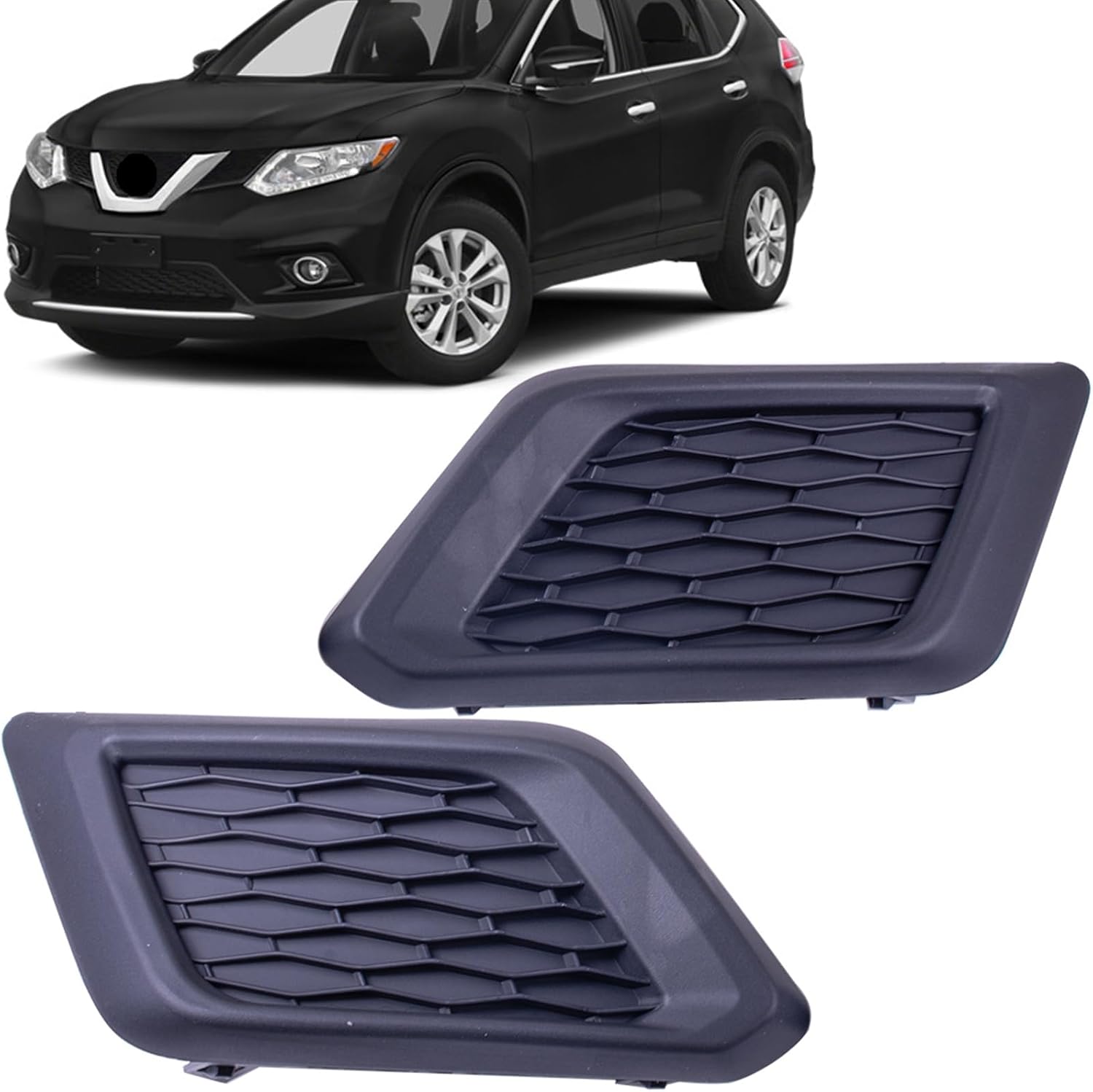 BestParts Pair of Front Fog Light Lamp Covers Trim Bezel RH LH Compatible With Nissan Rogue 2014 2015 2016 Replaces NI1038131 NI1039131 622574BA0A 622564BA0A