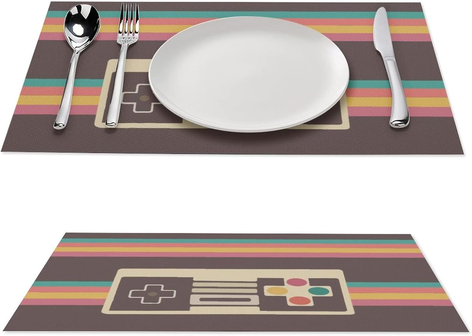 Retro Video Game Controller Printed PVC Placemats for Dining Table Heat Resistant Place mat Reusable Decorative