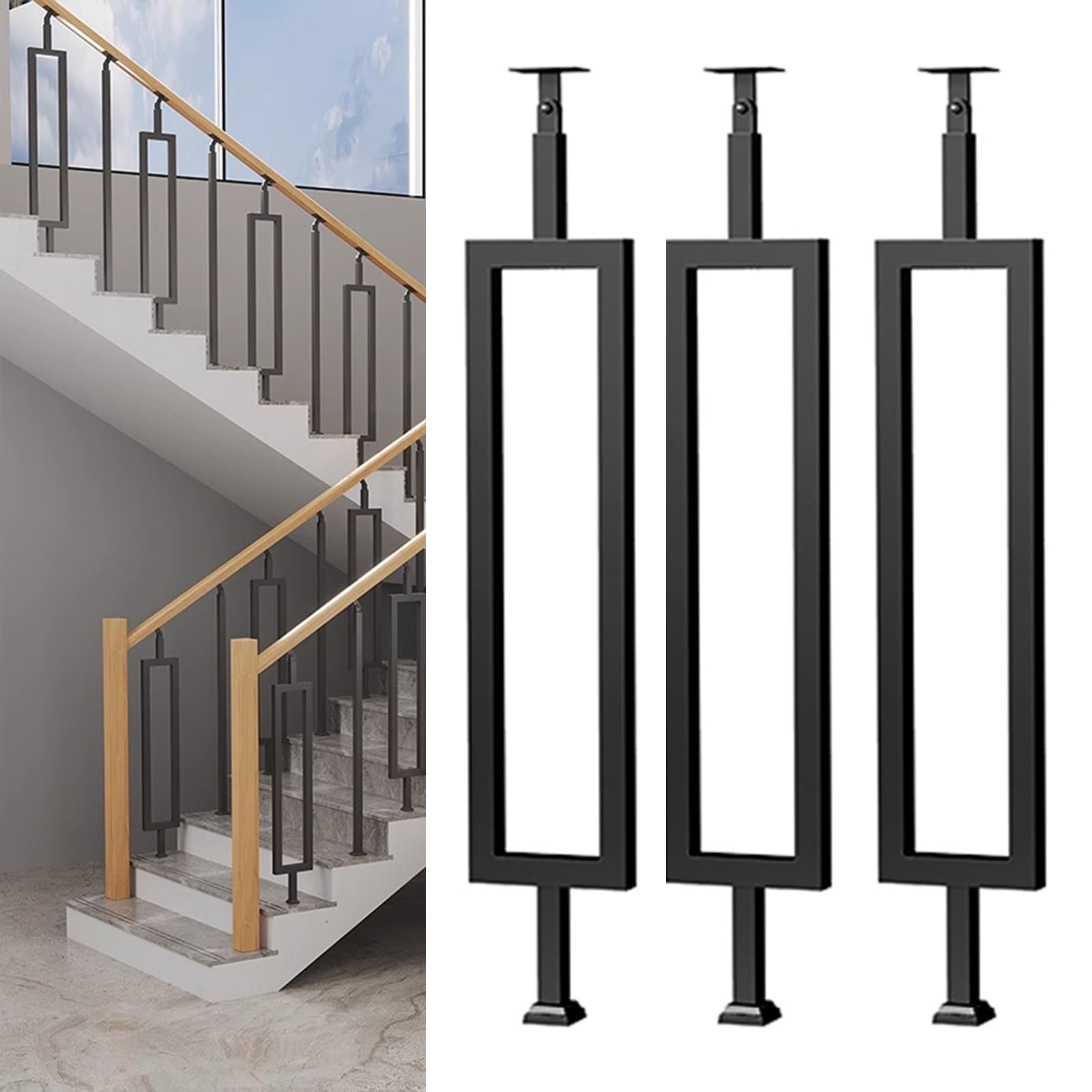 Balustre escalier fer noir sur mesure pour remplacer des barreaux abîmés