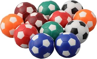 Paquete de 12 pelotas de futbolín de plástico de 32 mm para mini juego de fútbol, juego de repuesto colorido con naranja, rojo, azul, verde, negro y blanco