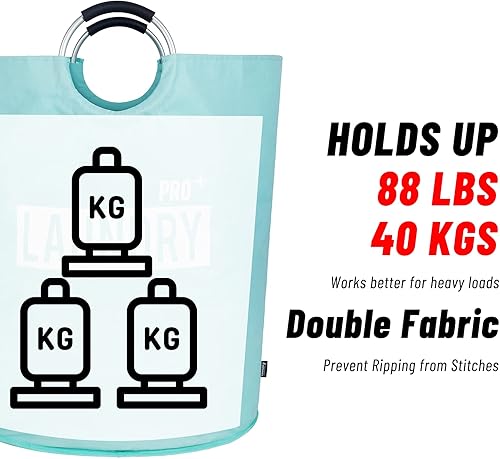 Miniatura 5 de Caroeas Cesta de lavandería súper grande de 150 litros Pro, cesta de lavandería impermeable, cesta de ropa de pie bien, bolsa de lavandería con asas