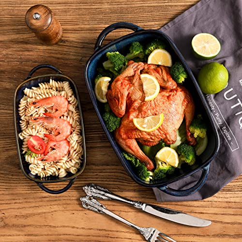 Yelloya Ceramic Baking Dish Set - Bakeware Set Of 2, Rectangular Casserole Dish Set, Lasagna Pans For Cooking, Cake Dinner, Kitchen, Gradient Blue #TOP4