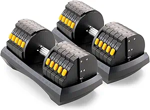Marcy Adjustable Dumbbell System – 6-in-1 Free Weights for Home Gym, 50 lbs Single or 100 lbs Pair Options for Strength Training