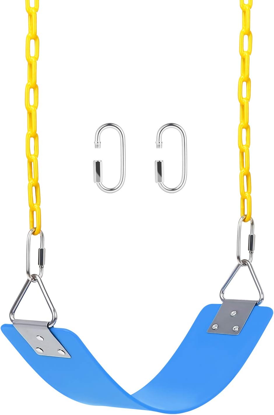 AGPTEK Swing Set, Seat with 66 Inch Anti-Rust Chains Thermoplastic Coated, Support 250lb, Cushion Accessories Replacement with Snap Hooks for Outdoors, Playground, Jungle & Gym - Blue